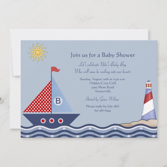 Juvenile Boy Nautical Invitation (Front)