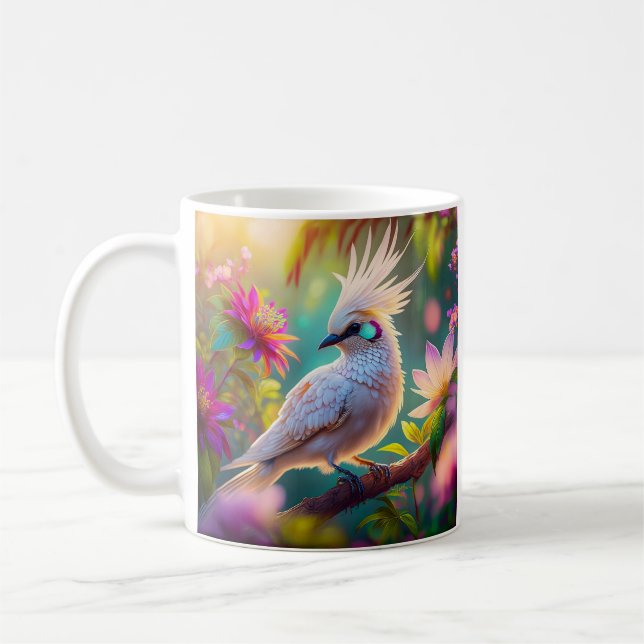 Juvenile Crested Blush Feather Dove Fantasy Bird Coffee Mug (Left)