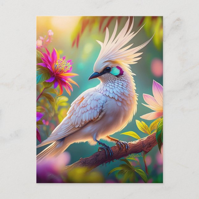 Juvenile Crested Blush Feather Dove Fantasy Bird Postcard (Front)