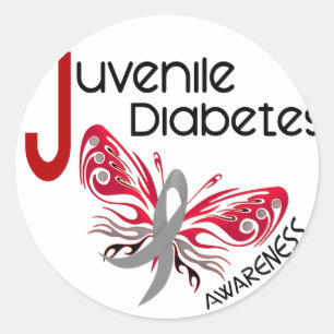 Juvenile Diabetes BUTTERFLY 3 Classic Round Sticker