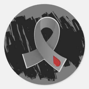 Juvenile Diabetes Grey Ribbon With Scribble Classic Round Sticker
