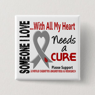 Juvenile Diabetes Needs A Cure 3 15 Cm Square Badge