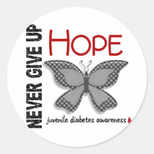 Juvenile Diabetes Never Give Up Hope Butterfly 4.1 Classic Round Sticker