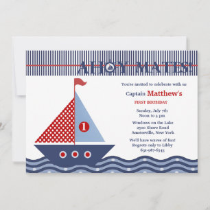 Juvenile Nautical Birthday Party Invitation