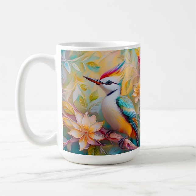 Juvenile Rainbow Woodpecker Fantasy Bird Coffee Mug (Left)
