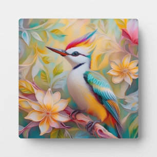 Juvenile Rainbow Woodpecker Fantasy Bird Plaque