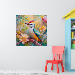Juvenile Rainbow Woodpecker Fantasy Bird Poster
