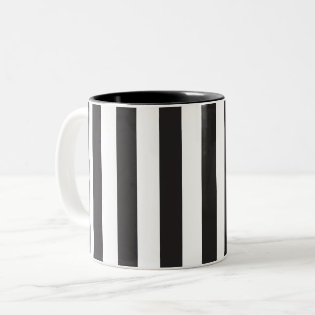 Juventus Torino stripes football club Italy black  Two-Tone Coffee Mug (Front Left)