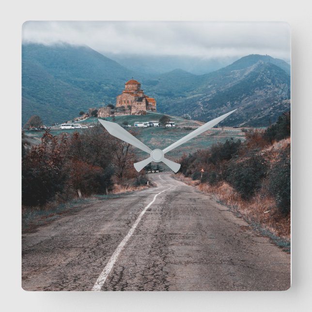 Jvari monastery Georgia Square Wall Clock (Front)