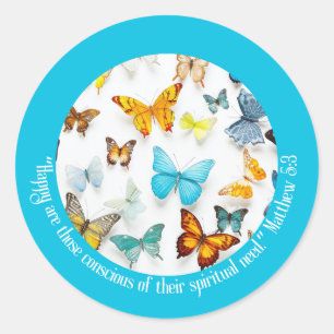 JW 2026 Year Text Colorful Butterflies Classic Round Sticker