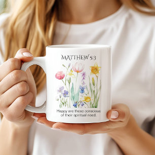 JW 2026 Year Text with Watercolor Florals Coffee Mug