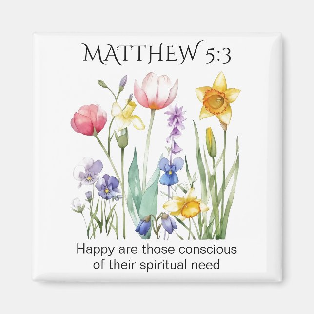 JW 2026 Year Text with Watercolor Florals Magnet (Front)