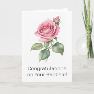 JW Card - Baptism Gift Pink Rose