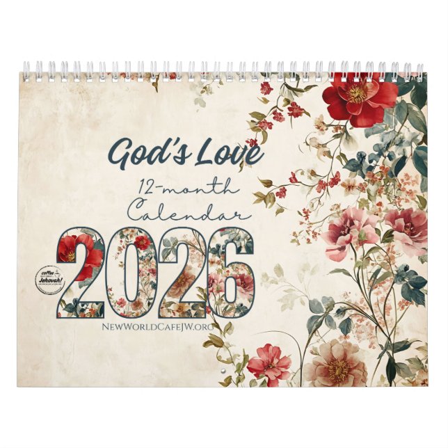JW God's Love 2026 Calendar Shabby Chic Floral (Cover)