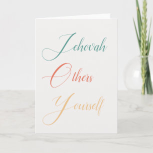 JW Greeting Card, Jehovah, Others, Yourself. JW Card