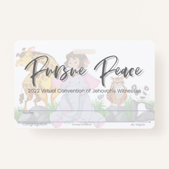 JW Keepsake Convention Badge Card | Animals ID Badge (Front)