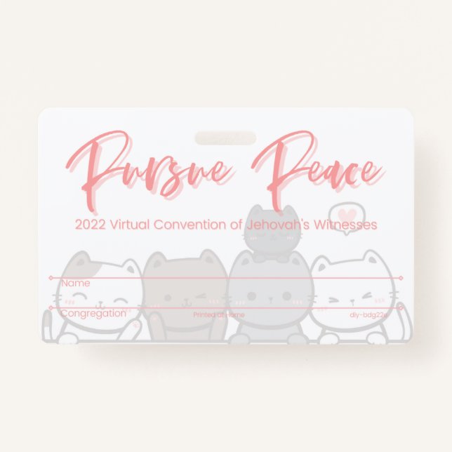 JW Keepsake Convention Badge Card | Cats ID Badge (Front)