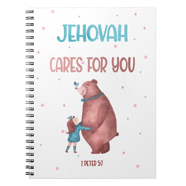 JW Kids Gift-1 Peter 5:7 Jehovah cares for you Notebook (Front)