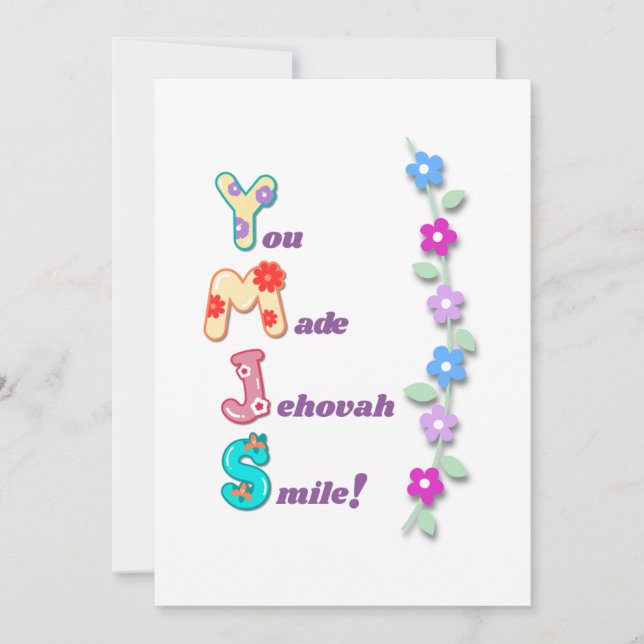 JW Kids Greeting Card "You made Jehovah smile"! (Front)