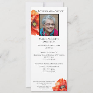 JW Memorial-Funeral Invitation Red Poppy