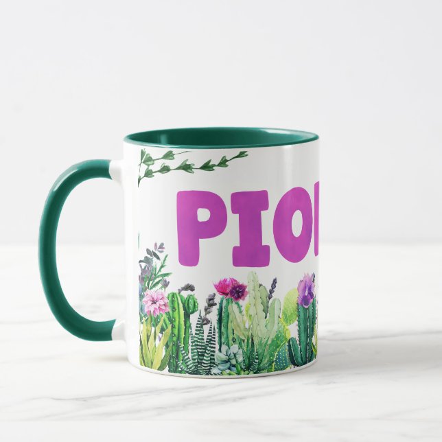 JW Pioneer Purple Letters & Cacti Wrap Around Mug (Left)