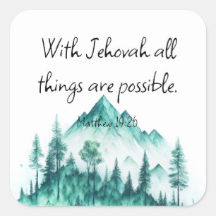 JW Sticker, Matthew 19:26   JW Gift Square Sticker