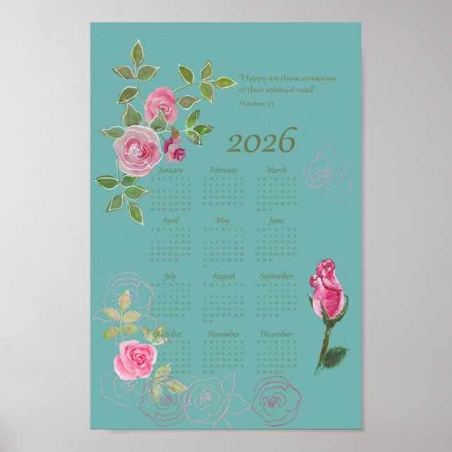 JW year text calendar customisable Poster (Front)