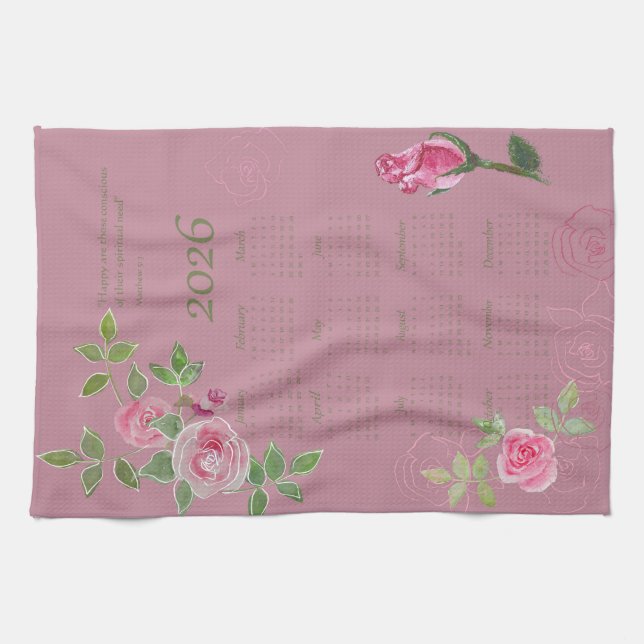 JW year text customize with calendar  Tea Towel (Horizontal)