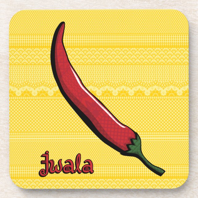 Jwala Chilli Pepper Plastic Coaster (Front)