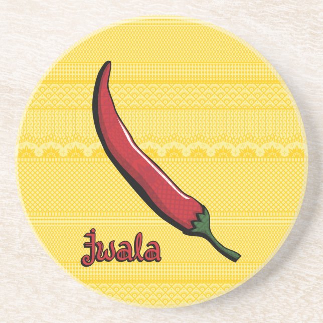 Jwala Chilli Pepper Sandstone Coaster (Front)