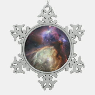 JWST Image of Rho Ophiuchi Stars Snowflake Pewter Christmas Ornament