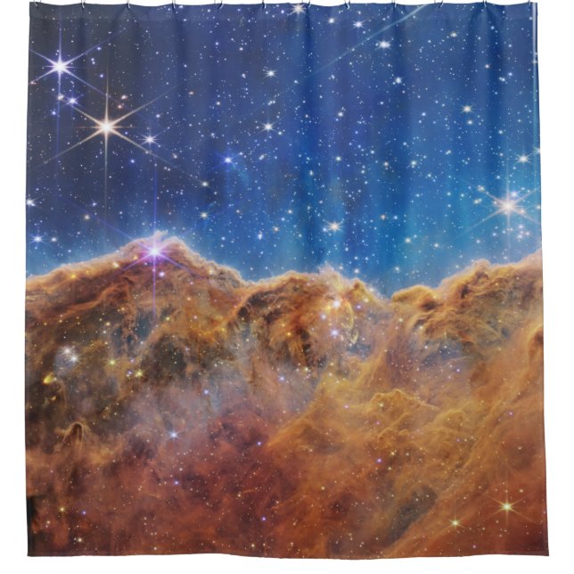 JWST James Webb Space Telescope Cosmic Cliffs Shower Curtain (Front)