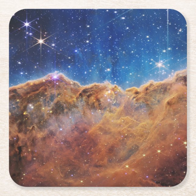 JWST James Webb Space Telescope Cosmic Cliffs Square Paper Coaster (Front)