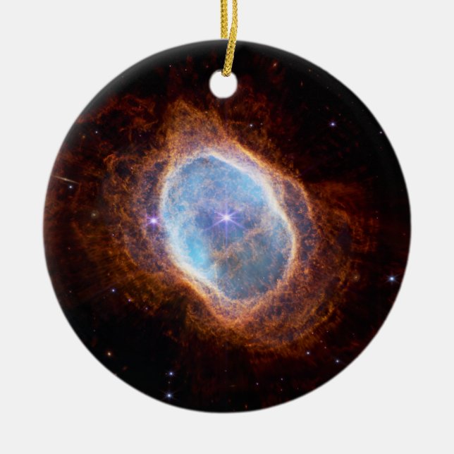 JWST James Webb Telescope Southern Ring Nebula Ceramic Tree Decoration (Front)