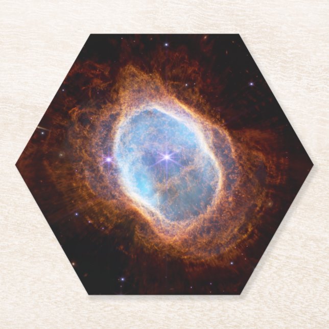 JWST James Webb Telescope Southern Ring Nebula Paper Coaster (Front)