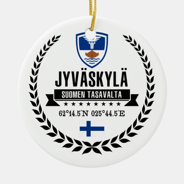 Jyväskylä Ceramic Tree Decoration (Front)