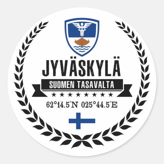 Jyväskylä Classic Round Sticker (Front)