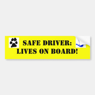 k0067988, dog-paw-print-black, Safe Driver: Liv... Bumper Sticker