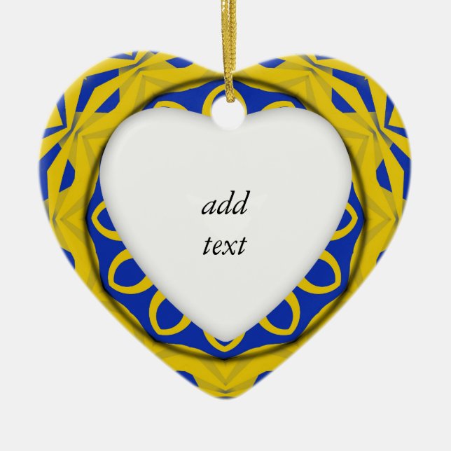 K128 Yellow & Blue Kali Ceramic Tree Decoration (Front)