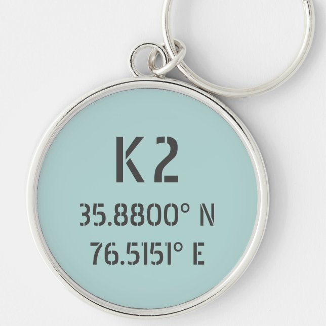 K2 Latitude and Longitude Key Ring (Front)