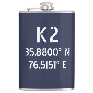 K2 Latitude Longitude Hip Flask