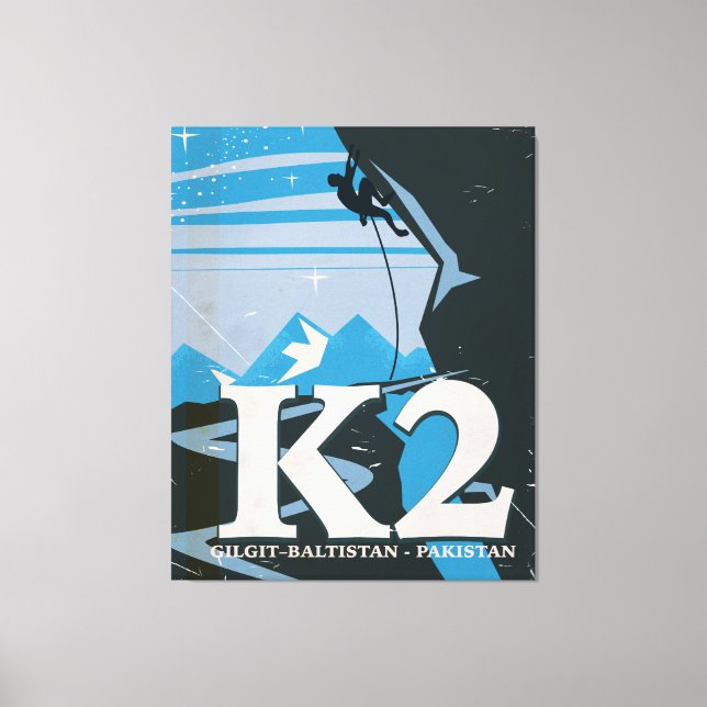 K2 Mountain Climb travel poster Canvas Print (Front)