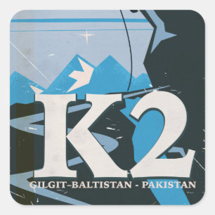 K2 Mountain Climb travel poster Square Sticker