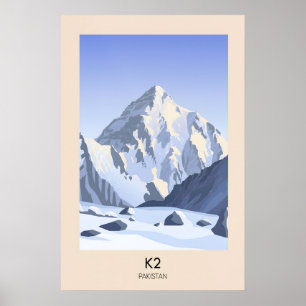 K2 Mountain Pakistan Travel Poster