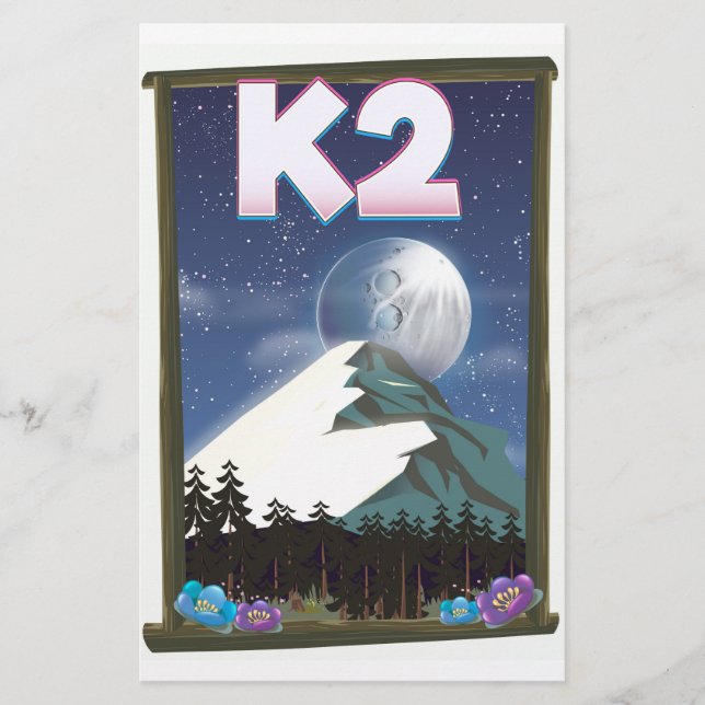 K2 Mountain travel poster Stationery (Front)