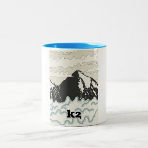 K2 Mountain Travel poster Two-Tone Coffee Mug