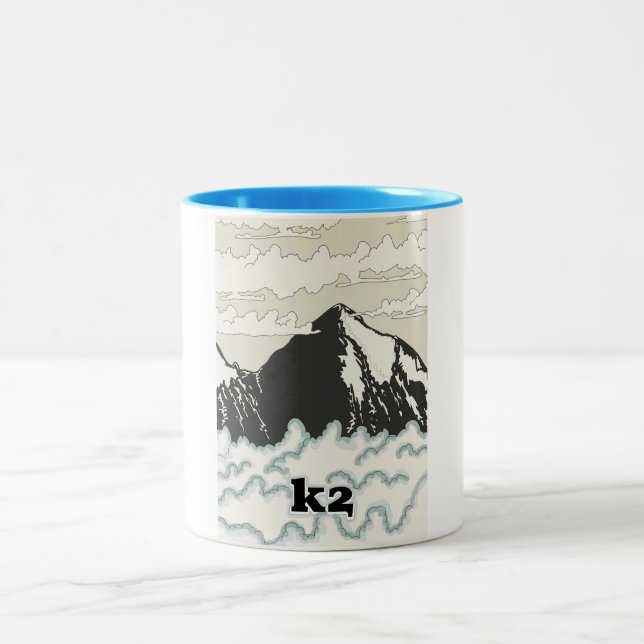 K2 Mountain Travel poster Two-Tone Coffee Mug (Center)