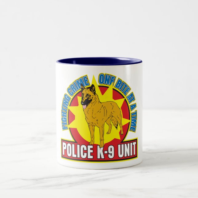 K9 Belgian Malinois Bite Two-Tone Coffee Mug (Center)
