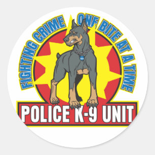 K9 Doberman Bite Classic Round Sticker