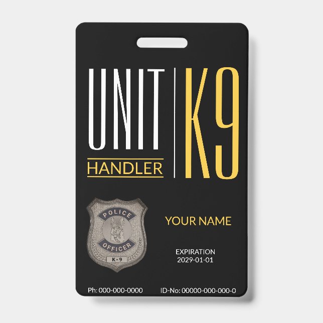 K9 Handler ID Badge (Front)